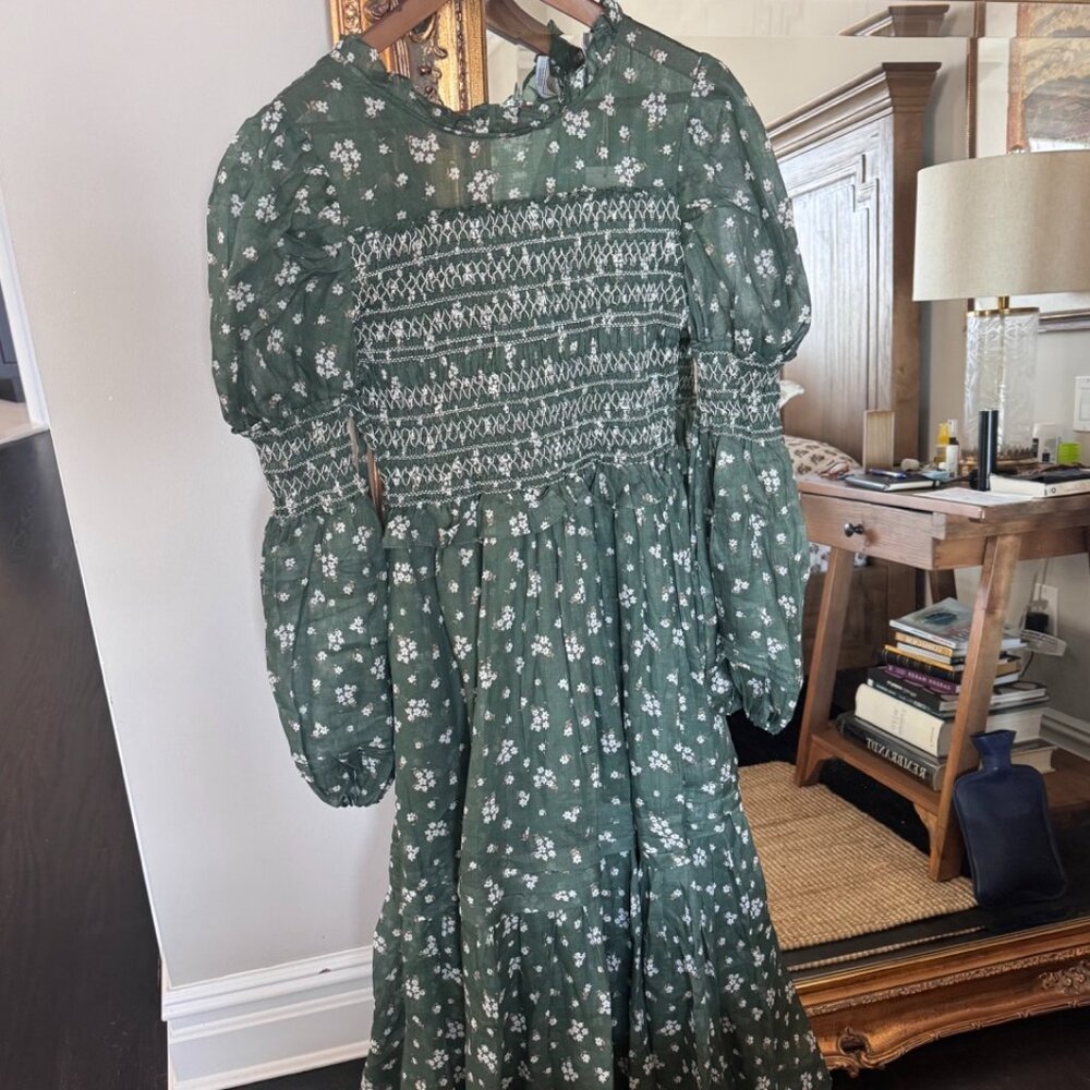 Jane 33 |Edward Smocking Linen Dress Chemise S - Picture 5 of 8